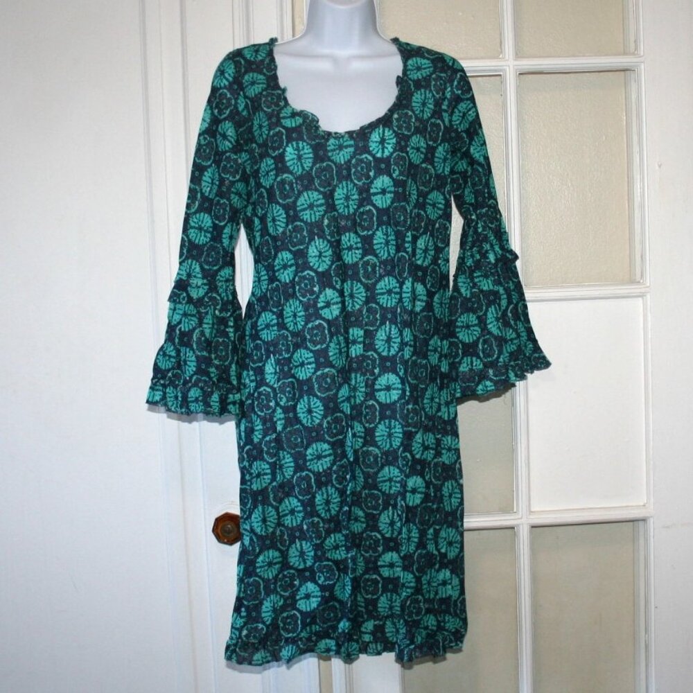 One Season Floral Popover Dress Big Bell Sleeves Large